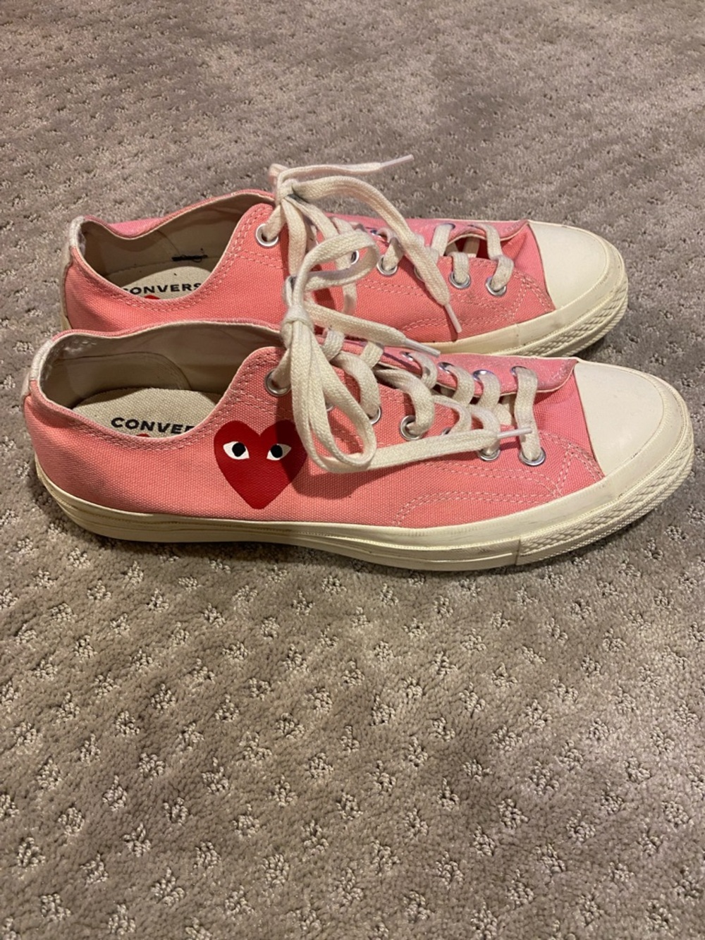 Converse Comme des Garcons Pink Low-Top Canvas Sneakers with Heart Logo